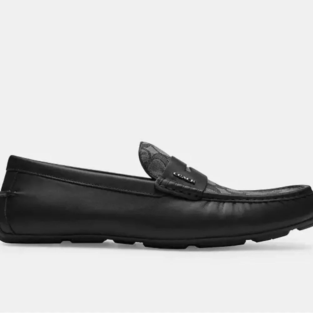 Coach Men's Liam Driver Black Signature Loafers with Monogram Fabric - Picture 7 of 7
